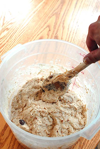 Mixing bread dough with a spoon | Artisan Bread in Five Minutes a Day