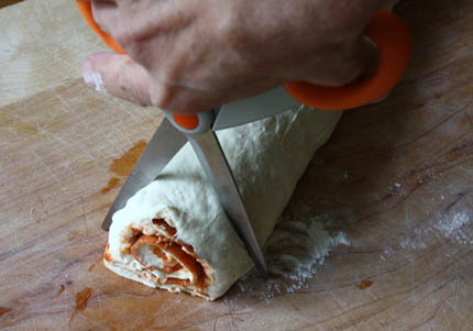 Cutting Pizza Pinwheels with a kitchen shears | Artisan Bread in Five Minutes a Day