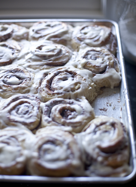 A pan of cinnamon buns | Artisan Bread in Five Minutes a Day