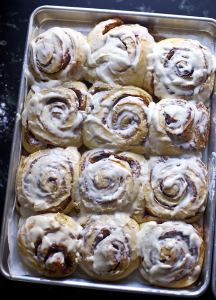 A pan of cinnamon rolls | Artisan Bread in Five Minutes a Day