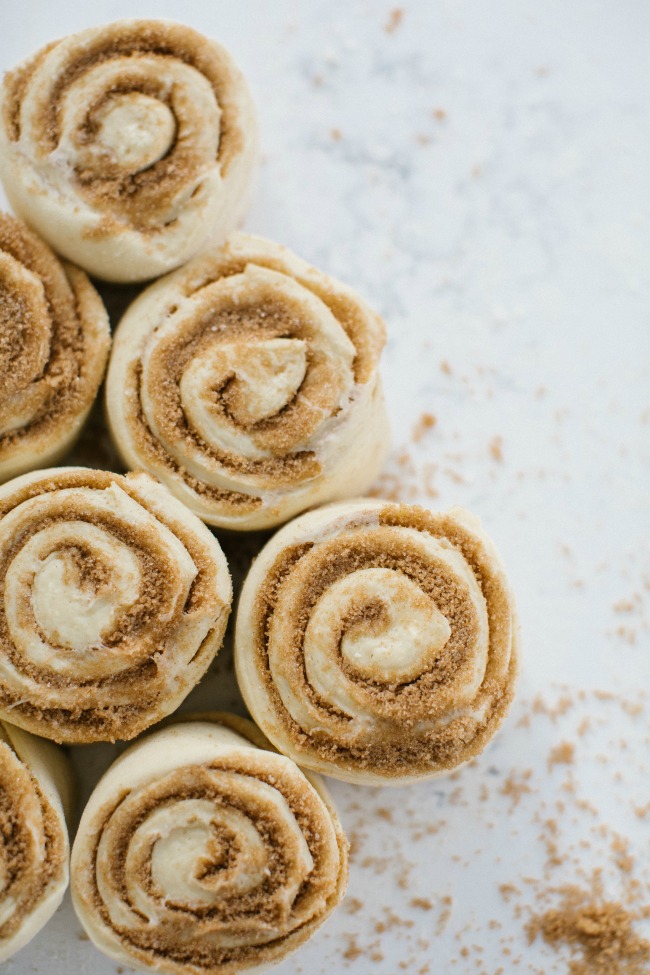 Cinnamon rolls before going into the oven