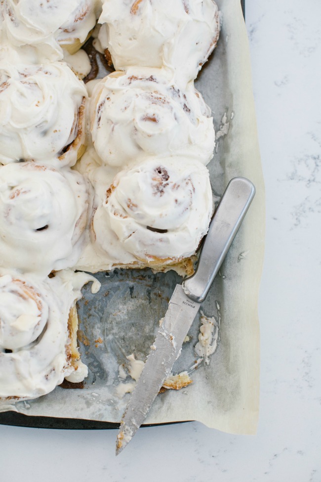 Truck stop cinnamon rolls with cream cheese frosting