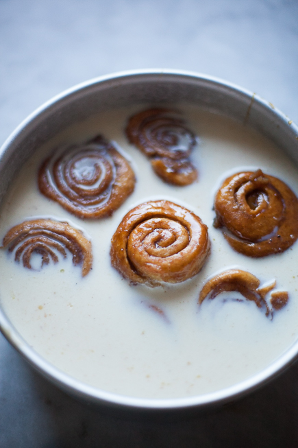 Caramel Cinnamon Buns Soaking in Bread Pudding Custard | Artisan Bread in Five Minutes a Day