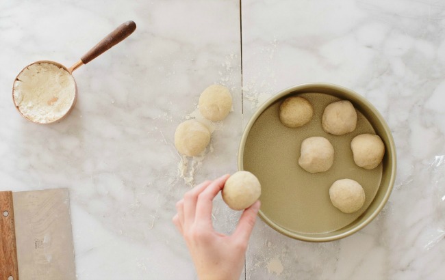 Placing Dinner Rolls in Round Cake Pan | Artisan Bread in Five Minutes a Day