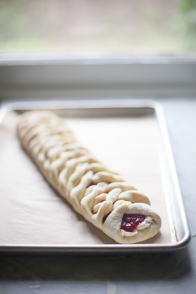 Raspberry Brioche Braid Before Going in the Oven | Artisan Bread in Five Minutes a Day