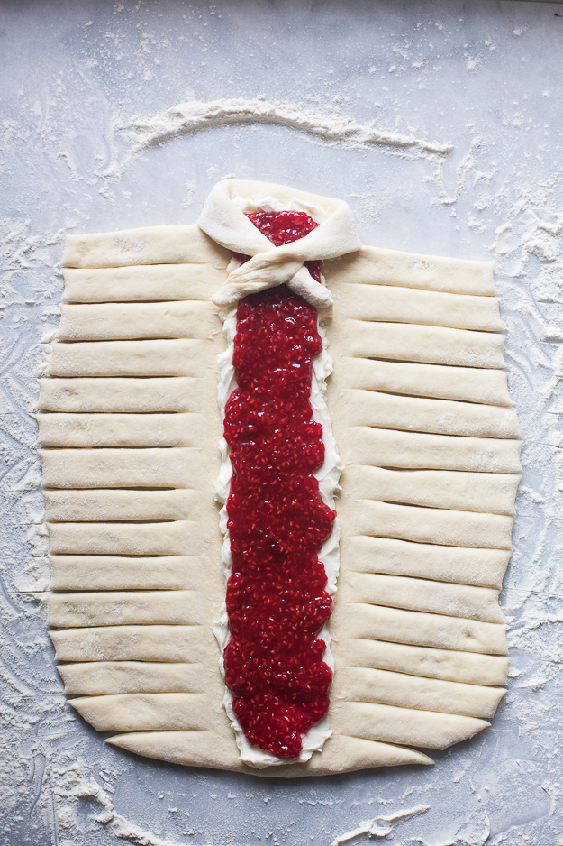 Brioche Dough with Cream Cheese Filling and Raspberry Jam