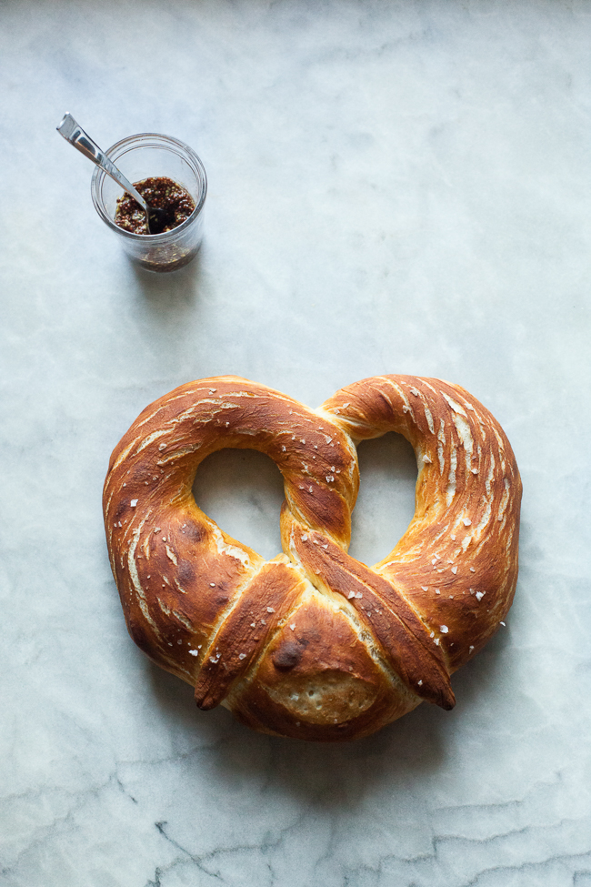 Giant Pretzel with Mustard from Holiday and Celebration Bread in Five Minutes a Day | Bread in 5