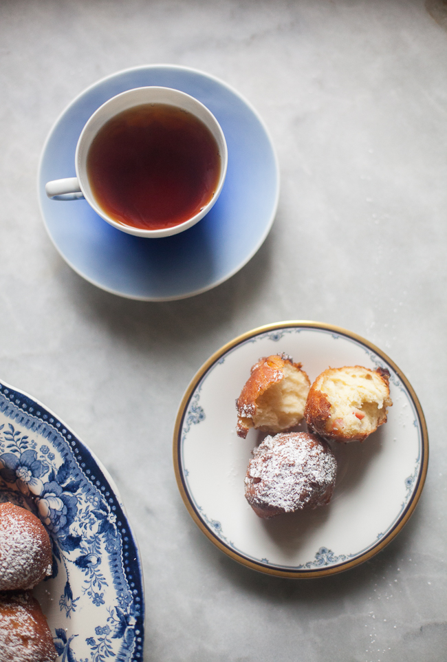 Brioche Apple Fritters topped with powdered sugar | Artisan Bread in Five Minutes a Day