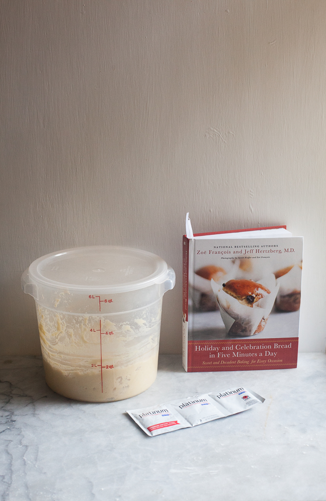 A container of bread dough, Red Star Yeast, cookbook | Artisan Bread in Five Minutes a Day