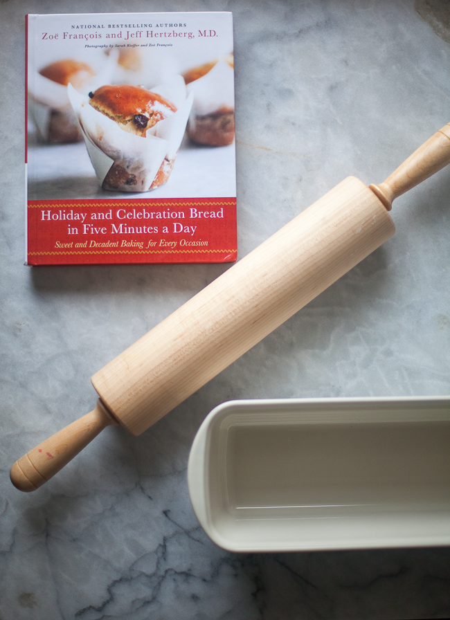 Holiday and Celebration Bread in Five Minutes a Day, rolling pin and bakeware